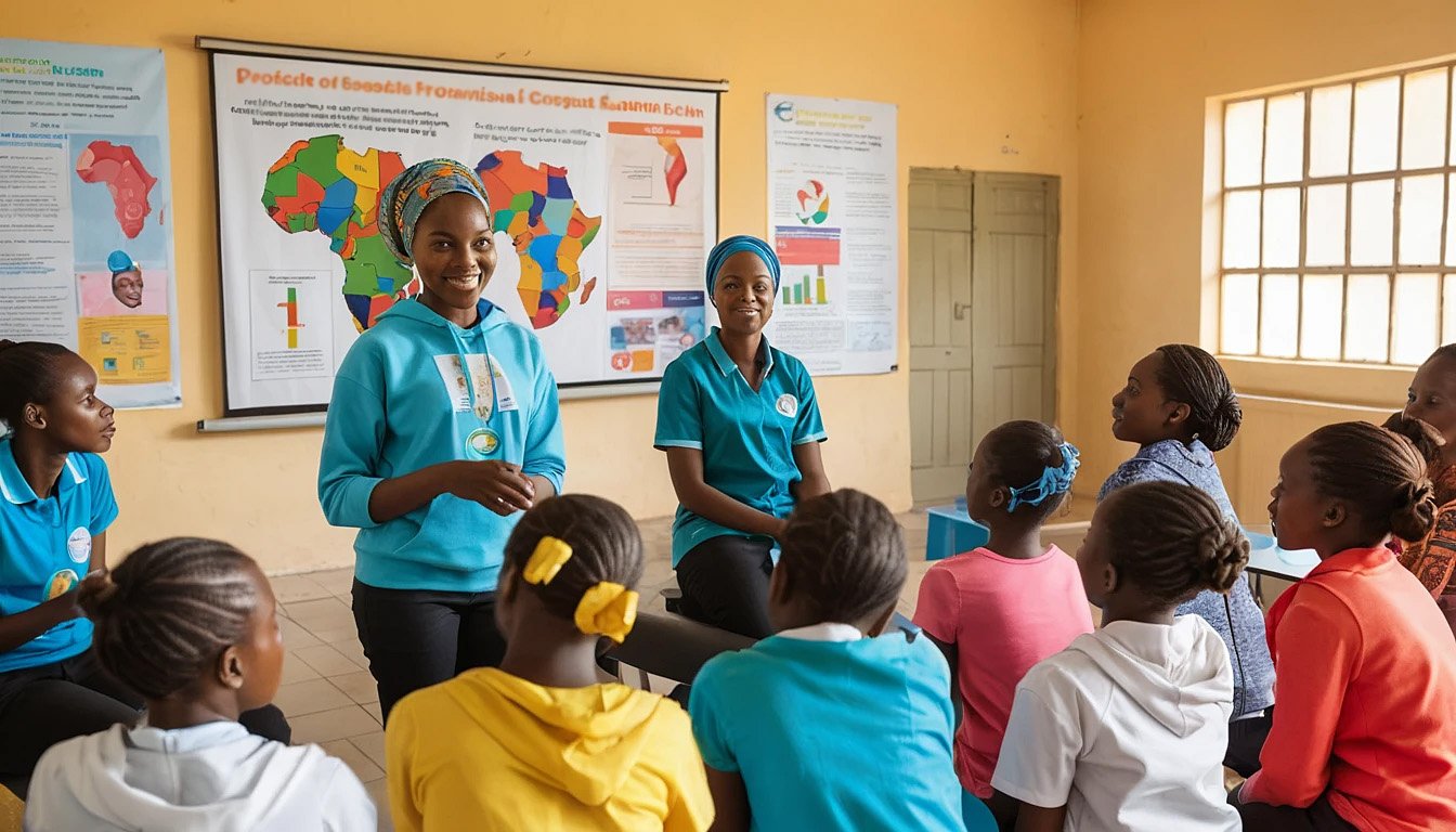 Youth participating in a health education session on reproductive health and disease prevention